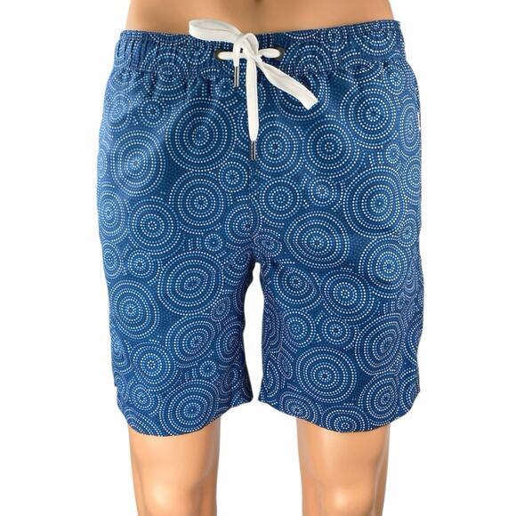 Onia Men's Blue Abstract Polka Dots Drawstring Swim Trunks Board Shorts Size S - Picture 1 of 5
